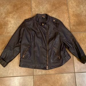 Faux Leather Brown Jacket 1X